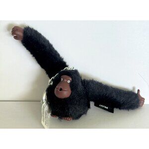 DESIGNER Kipling Monkey DAVINA Key Chain Fob BLACK Fur Collectible Bag Charm